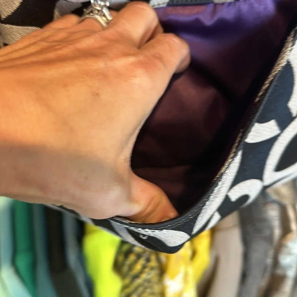Coach black and gray monogram shoulder bag